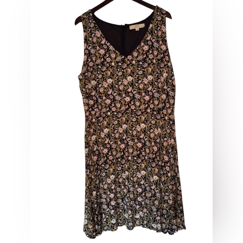 Loft Plus Womens Size 16 Navy Tank Dress Founce Flare Floral Fairy